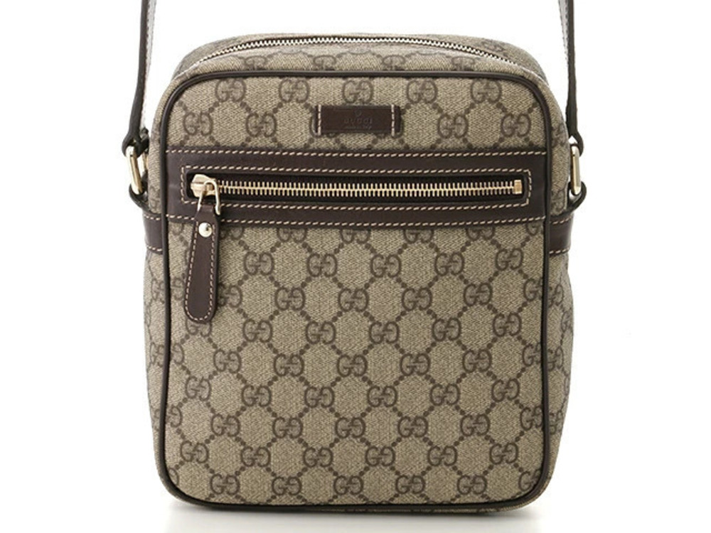 Gucci Bag Hobo GG Supreme Canvas Calfskin Dark Brown Beige Cream